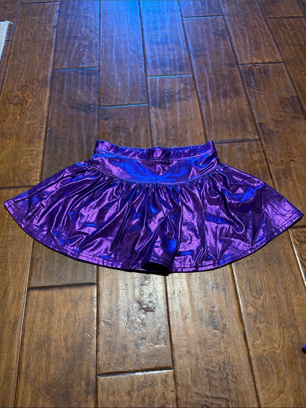 Girls Shiny Purple Skort with Flared Hem